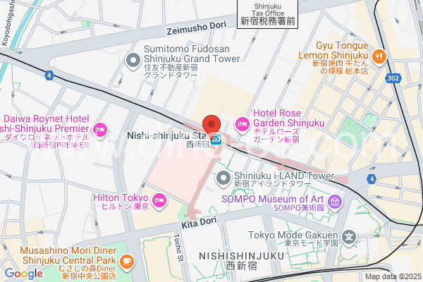 西新宿メンズエステの地図です。map of NishiShinjuku station where spa and massage salons are located