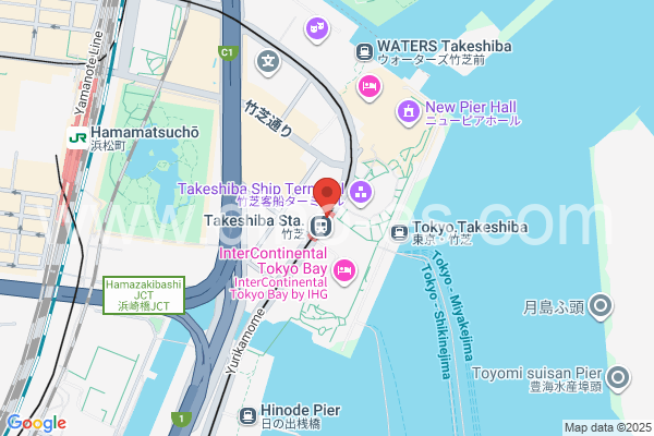 竹芝メンズエステの地図です。map of Takeshiba station where spa and massage salons are located