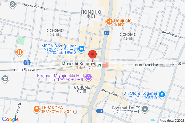 武蔵小金井メンズエステの地図です。map of Musashi-Koganei station where spa and massage salons are located