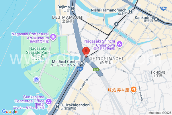市民病院前(長崎)メンズエステの地図です。map of Shiminbyōin-mae station where spa and massage salons are located