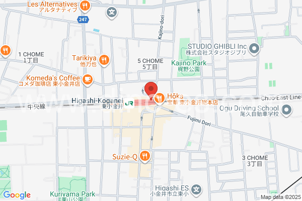 東小金井メンズエステの地図です。map of Higashi-Koganei station where spa and massage salons are located