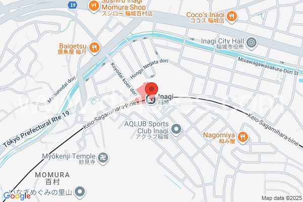 稲城メンズエステの地図です。map of Inagi station where spa and massage salons are located