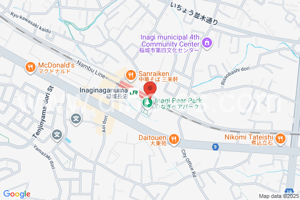 稲城長沼メンズエステの地図です。map of Inagi-Naganuma station where spa and massage salons are located