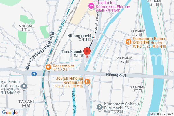 田崎橋メンズエステの地図です。map of Tasakibashi station where spa and massage salons are located