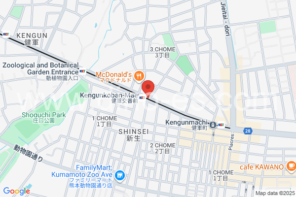 健軍交番前メンズエステの地図です。map of Kengun Kōban Mae station where spa and massage salons are located