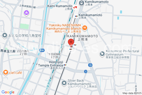 県立体育館前メンズエステの地図です。map of Kenritsu Taiikukan Mae station where spa and massage salons are located