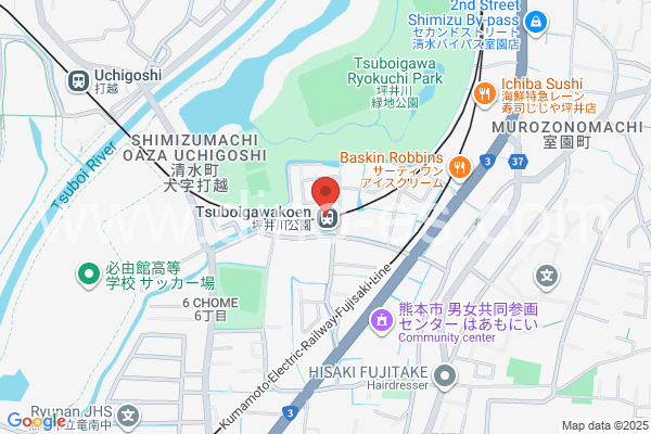 坪井川公園メンズエステの地図です。map of Tsuboigawakōen station where spa and massage salons are located