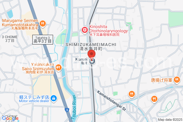 亀井メンズエステの地図です。map of Kamei station where spa and massage salons are located