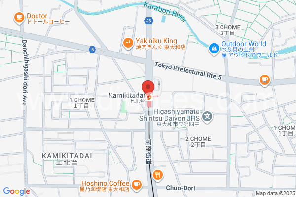 上北台メンズエステの地図です。map of Kamikitadai station where spa and massage salons are located