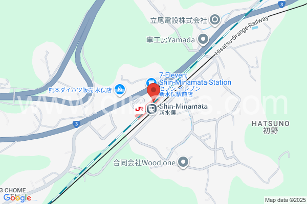 新水俣メンズエステの地図です。map of Shin-Minamata station where spa and massage salons are located