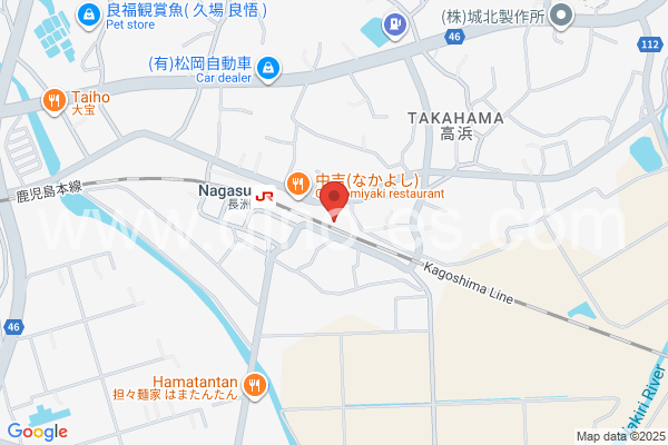 長洲メンズエステの地図です。map of Nagasu station where spa and massage salons are located