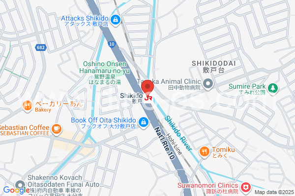 敷戸メンズエステの地図です。map of Shikido station where spa and massage salons are located