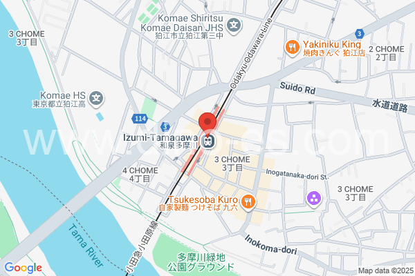 和泉多摩川メンズエステの地図です。map of Izumi-Tamagawa station where spa and massage salons are located