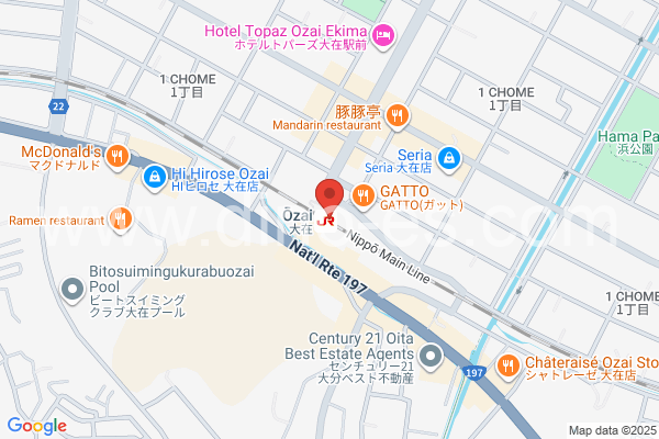 大在メンズエステの地図です。map of Ōzai station where spa and massage salons are located