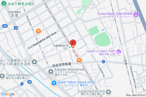 牛浜メンズエステの地図です。map of Ushihama station where spa and massage salons are located