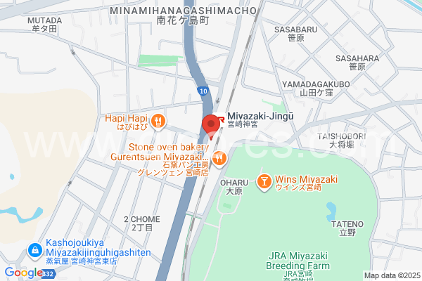 宮崎神宮メンズエステの地図です。map of Miyazakijingū station where spa and massage salons are located