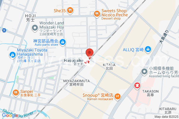 蓮ヶ池メンズエステの地図です。map of Hasugaike station where spa and massage salons are located