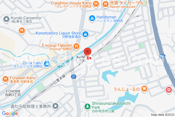 加納(宮崎)メンズエステの地図です。map of Kanō station where spa and massage salons are located