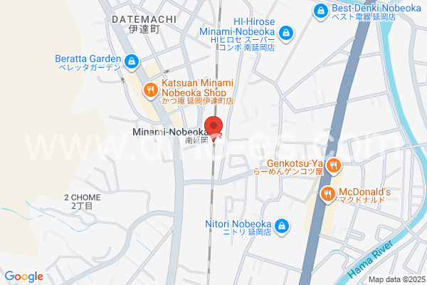 南延岡メンズエステの地図です。map of Minami-Nobeoka station where spa and massage salons are located