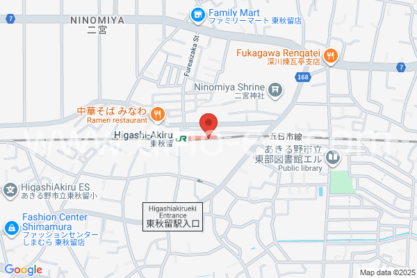 東秋留メンズエステの地図です。map of Higashi-Akiru station where spa and massage salons are located