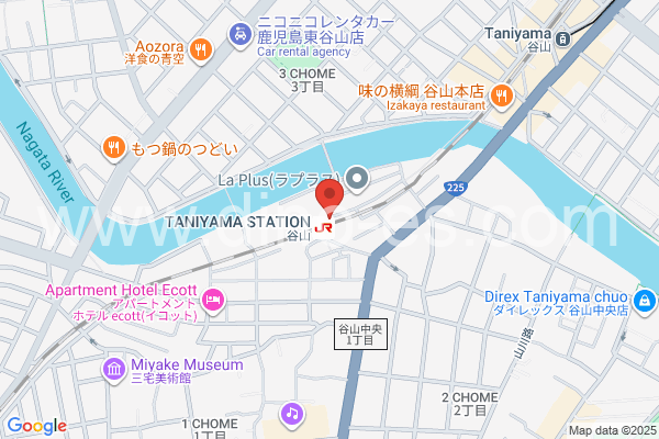 谷山メンズエステの地図です。map of Taniyama station where spa and massage salons are located