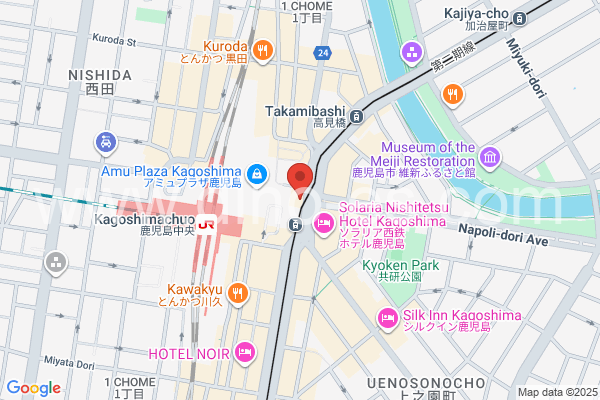 鹿児島中央駅前メンズエステの地図です。map of Kagoshimachūōekimae station where spa and massage salons are located