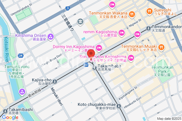 高見馬場メンズエステの地図です。map of Takamibaba station where spa and massage salons are located