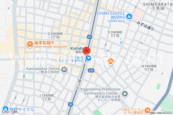 騎射場メンズエステの地図です。map of Kishaba station where spa and massage salons are located