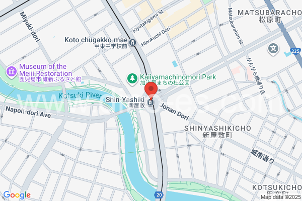 新屋敷メンズエステの地図です。map of Shinyashiki station where spa and massage salons are located