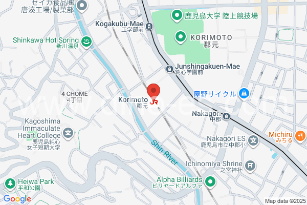 郡元(ＪＲ)メンズエステの地図です。map of Kōrimoto station where spa and massage salons are located
