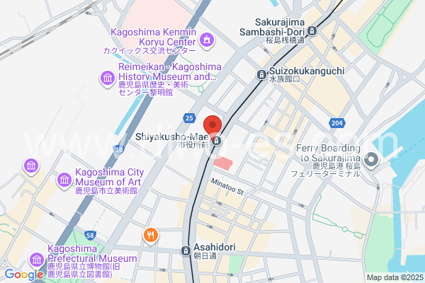 市役所前(鹿児島)メンズエステの地図です。map of Shiyakusho-mae station where spa and massage salons are located