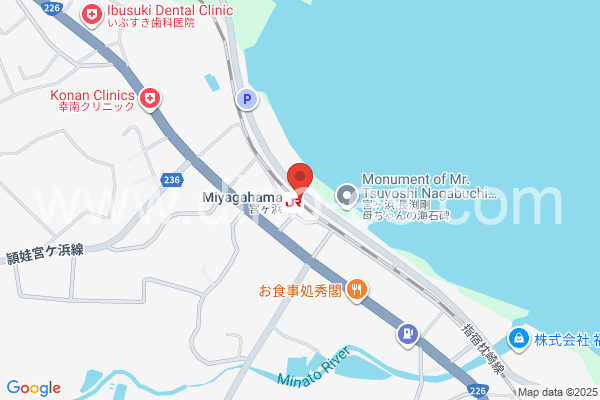 宮ヶ浜メンズエステの地図です。map of Miyagahama station where spa and massage salons are located
