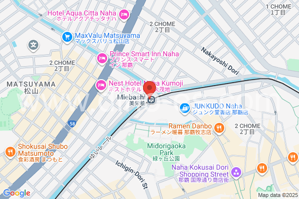 美栄橋メンズエステの地図です。map of Miebashi station where spa and massage salons are located