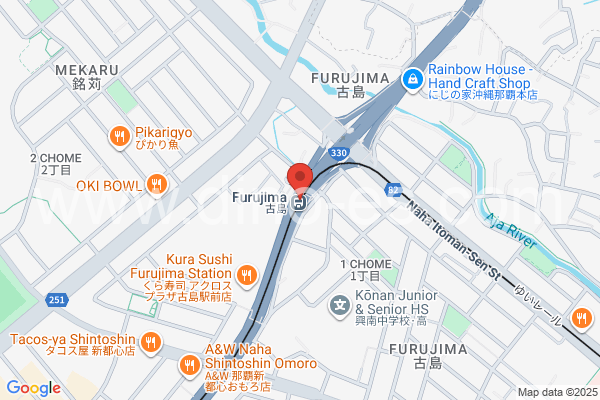 古島メンズエステの地図です。map of Furujima station where spa and massage salons are located