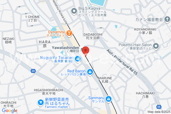 八幡新田メンズエステの地図です。map of Yawatashinden station where spa and massage salons are located