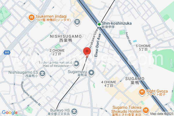 庚申塚メンズエステの地図です。map of Köshinzuka station where spa and massage salons are located