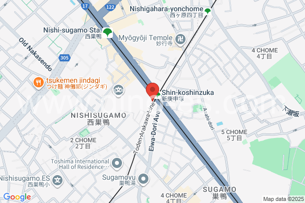 新庚申塚メンズエステの地図です。map of ShinKöshinzuka station where spa and massage salons are located