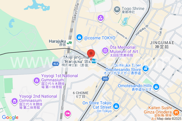 明治神宮前メンズエステの地図です。map of Meiji-Jingūmae station where spa and massage salons are located