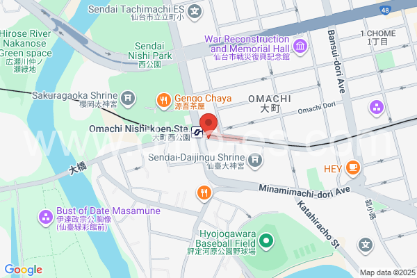 大町西公園メンズエステの地図です。map of ömachinishiköen station where spa and massage salons are located