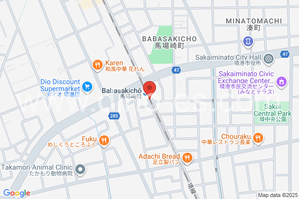 馬場崎町メンズエステの地図です。map of Babasakichō station where spa and massage salons are located