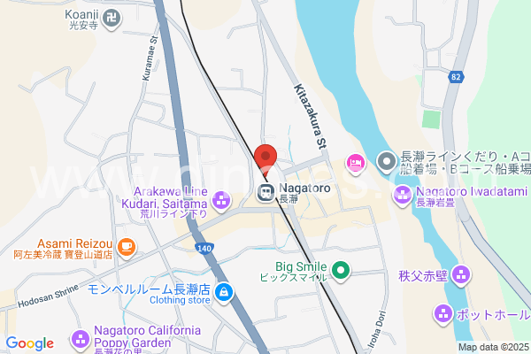 長瀞メンズエステの地図です。map of Nagatoro station where spa and massage salons are located
