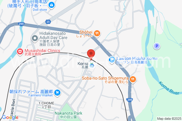 高麗メンズエステの地図です。map of Koma station where spa and massage salons are located