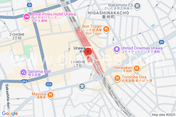 浦和メンズエステの地図です。map of Urawa station where spa and massage salons are located