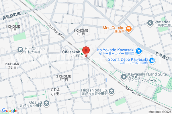 小田栄メンズエステの地図です。map of Odasakae station where spa and massage salons are located