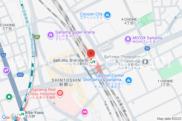 さいたま新都心メンズエステの地図です。map of Saitama-Shintoshin station where spa and massage salons are located