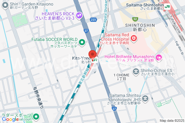 北与野メンズエステの地図です。map of Kita-Yono station where spa and massage salons are located