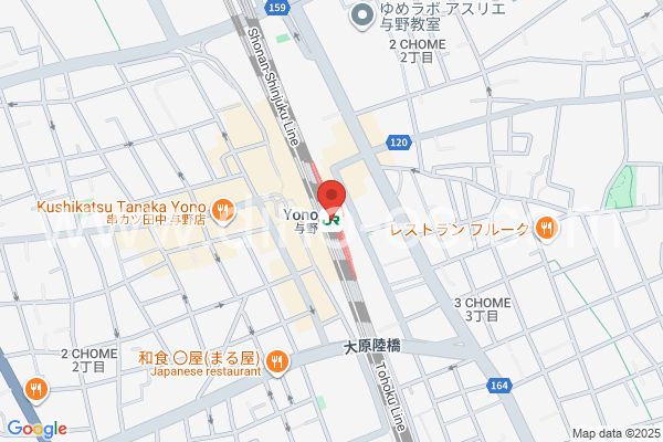 与野メンズエステの地図です。map of Yono station where spa and massage salons are located