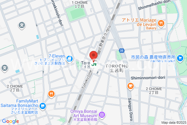 土呂メンズエステの地図です。map of Toro station where spa and massage salons are located