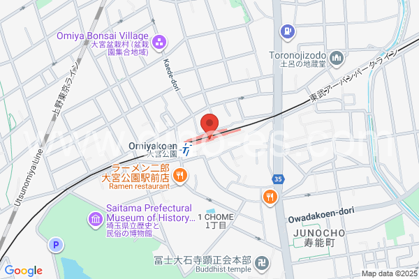 大宮公園メンズエステの地図です。map of Ōmiyakōen station where spa and massage salons are located