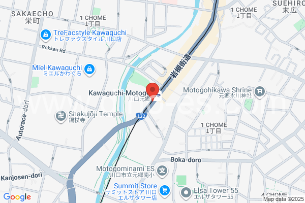 川口元郷メンズエステの地図です。map of Kawaguchi-Motogō station where spa and massage salons are located